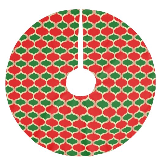 Classic Red Green en Faux Gold Ogee Pattern Kerstboom Rok (Voorkant)