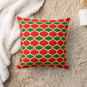 Classic Red Green en Faux Gold Ogee Pattern Kussen
