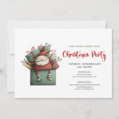 Classic Red Green Funny Santa Christmas Invitation Kaart (Voorkant)