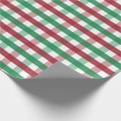 Classic Red & Green Gingham Plaid Christmas Cadeaupapier (Hoek)