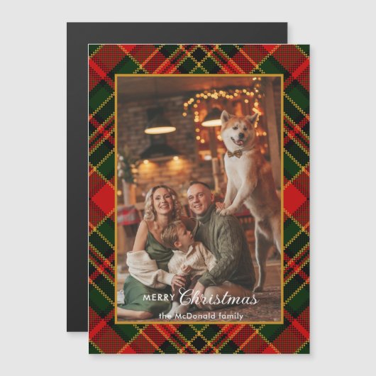 Classic Red, Green, Gold Christmas Plaid 1-Photo (Voorkant / Achterkant)