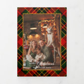 Classic Red, Green, Gold Christmas Plaid 1-Photo Drieluik Kaart (Cover)