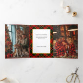 Classic Red, Green, Gold Christmas Plaid 1-Photo Drieluik Kaart (Binnen)