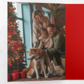 Classic Red, Green, Gold Christmas Plaid 1-Photo Drieluik Kaart (Binnenzijde eerst)