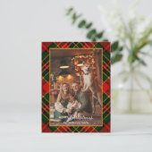 Classic Red, Green, Gold Christmas Plaid 1-Photo Feestdagenkaart (Staand voorkant)
