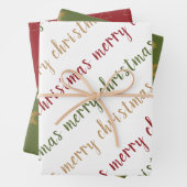 Classic Red Green Gold Merry kerst Inpakpapier Vel (In situ)