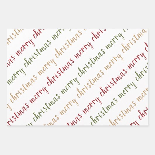 Classic Red Green Gold Merry kerst Inpakpapier Vel (Voorkant)