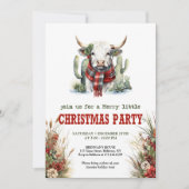 Classic Red Green Highland Cow Christmas Invite Kaart (Voorkant)