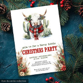 Classic Red Green Highland Cow Christmas Invite Kaart