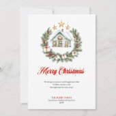 Classic Red Green Holiday Scene Greeting Card Feestdagenkaart (Voorkant)
