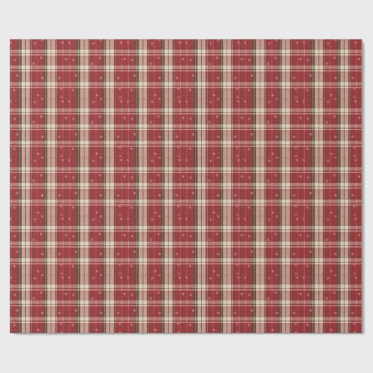 Classic Red & Green Holiday Tartan Snowflakes Cadeaupapier (Vlak)