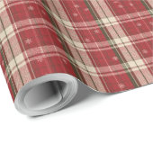 Classic Red & Green Holiday Tartan Snowflakes Cadeaupapier (Rol Hoek)