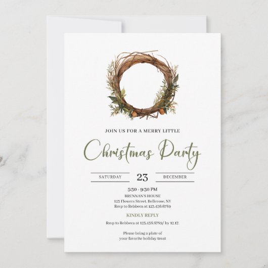 Classic Red Green Minimalist Elegant Xmas Party   Kaart (Voorkant)