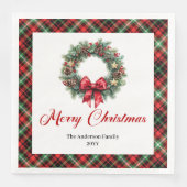 Classic Red Green Plaid Christmas Napkins Set Servet (Voorkant)