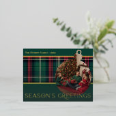 Classic Red Green Plaid Feestdagen Bulb Foto (Staand Voorkant)