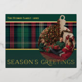 Classic Red Green Plaid Feestdagen Bulb Foto (Voorkant)