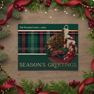 Classic Red Green Plaid Feestdagen Bulb Foto