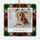 Classic Red Green Pset Personalized Pet Dog Foto Keramisch Ornament (Voorkant)