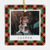 Classic Red Green Pset Personalized Pet Dog Foto Keramisch Ornament (Voorkant)