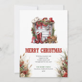 Classic red green ranch Christmas greeting card Feestdagenkaart (Voorkant)