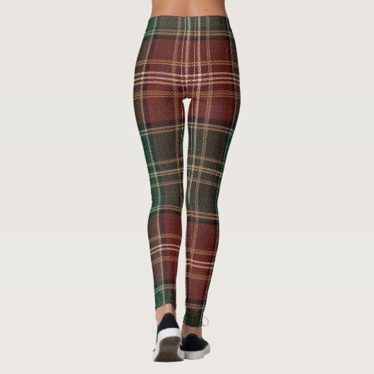 Classic Red Green Repeating Tartan Plaid Leggings (Achterkant)