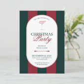 Classic red green stripe Christmas Invitation Kaart (Staand voorkant)