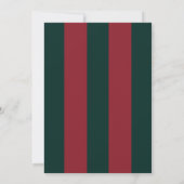Classic red green stripe Christmas Invitation Kaart (Achterkant)