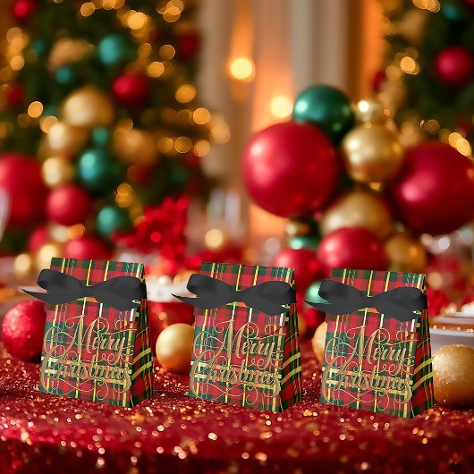 Classic Red & Green Tartan “Merry Christmas” Favor Bedankdoosjes
