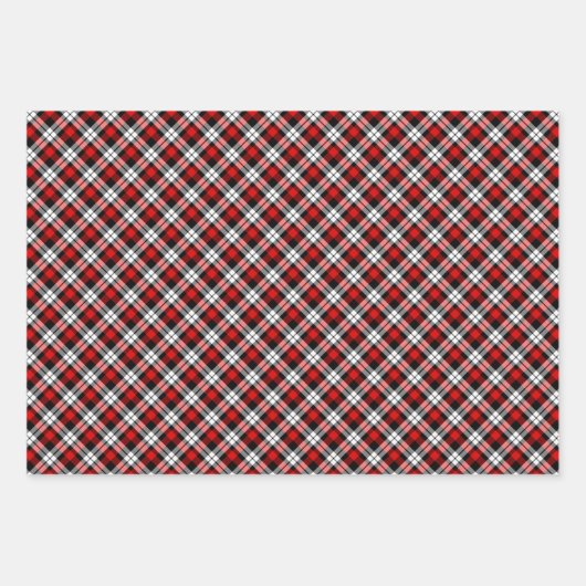 Classic Red Green White Tartan Check Patroon Inpakpapier Vel (Voorkant 2)