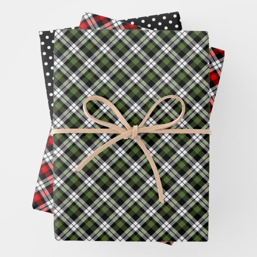 Classic Red Green White Tartan Check Patroon Inpakpapier Vel (In situ)