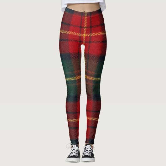 Classic Red Green Yellow Tartan Plaid Leggings (Voorkant)