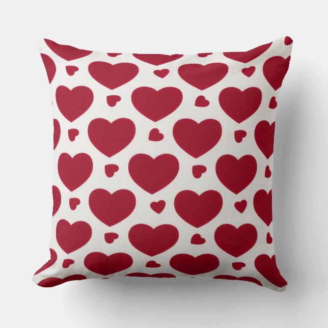 Classic Red Heart Pattern Cotton Throw Pillow Kussen (Voorkant)