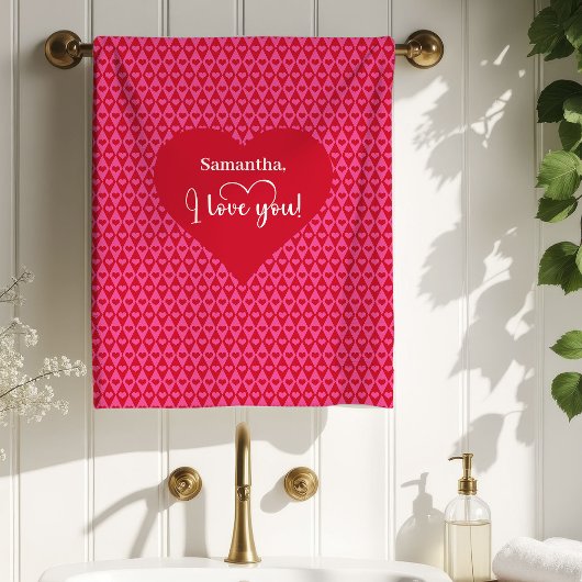 Classic Red Hearts Love Gift Valentine Bath Towel Bad Handdoek