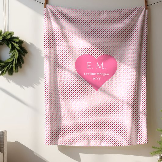 Classic Red Hearts Personalized Valentine Gift  Sherpa Deken