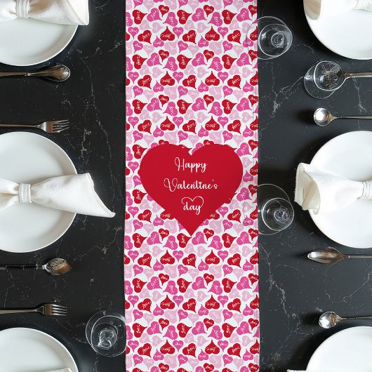 Classic Red Hearts Table Runner Love Gift Lange Tafelloper