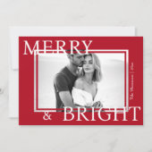 Classic Red Merry & Bright Bold Snowflake Photo Feestdagenkaart (Voorkant)