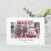 Classic Red Merry Christmas Photo  Feestdagenkaart (Staand voorkant)