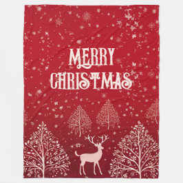 Classic Red Merry Christmas Winter Fleece Deken