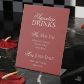 Classic Red Minimalist Wedding Signature Drinken Reclamebord Met Voetstuk