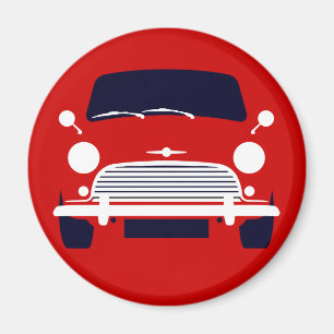 Classic Red Morris Mini Cooper Magneet