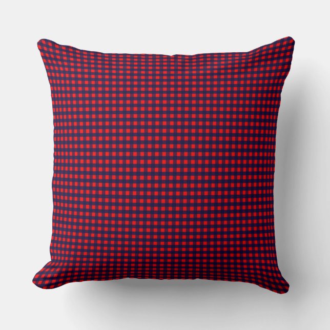 Classic Red Navy Blue Gingham Pattern Sierkussen (Voorkant)