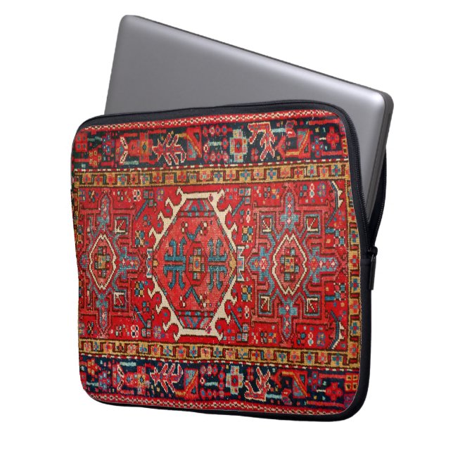 Classic Red Oriental Persian Rug Laptop Sleeve (Voorkant Links)