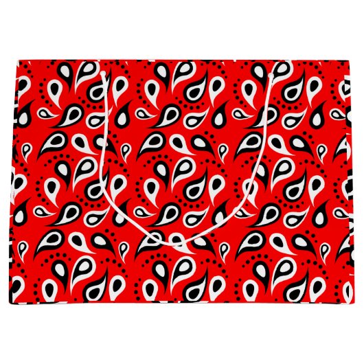 Classic Red Paisley Print Bandana Pattern Occasion Groot Cadeauzakje (Voorkant)