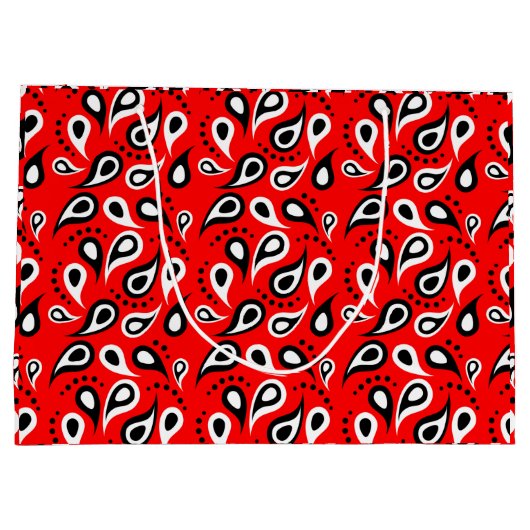 Classic Red Paisley Print Bandana Pattern Occasion Groot Cadeauzakje (Achterkant)