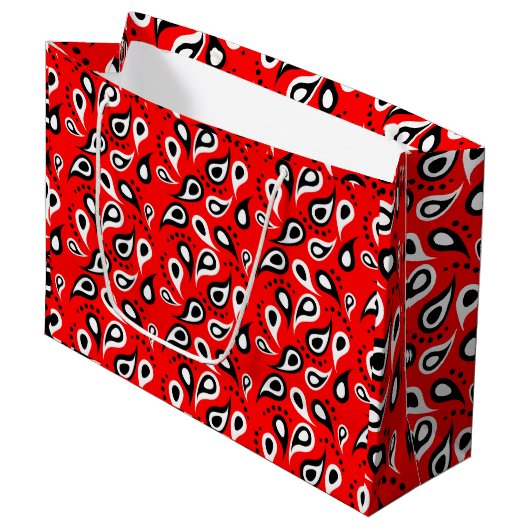 Classic Red Paisley Print Bandana Pattern Occasion Groot Cadeauzakje (Voorkant Gekanteld)