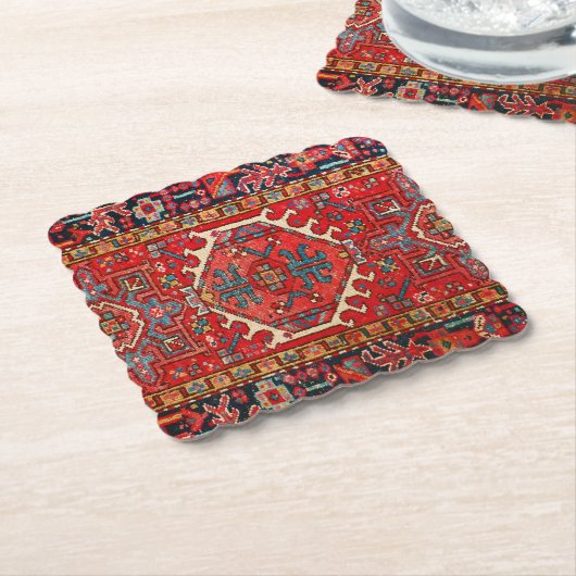 Classic Red Persian Oriental Rug Kartonnen Onderzetters (Gebogen)