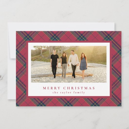 Classic Red Plaid Christmas Kaart (Voorkant)