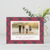 Classic Red Plaid Christmas Kaart (Staand voorkant)