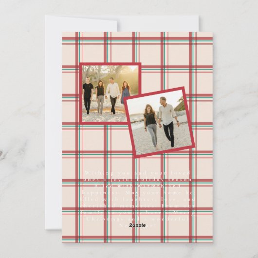 Classic Red Plaid Christmas Kaart (Achterkant)