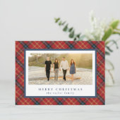 Classic Red Plaid Christmas Kaart (Staand voorkant)
